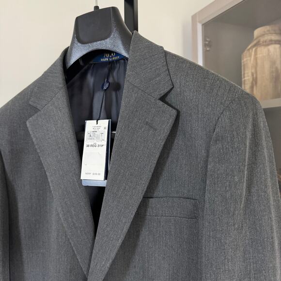 Polo Ralph Lauren Modern Fit Suit 38R 31W NEW Charcoal Heather Grey Blazer Pants - Picture 4 of 11
